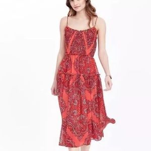 Banana Republic Coral Paisley Midi Dress, Size 2